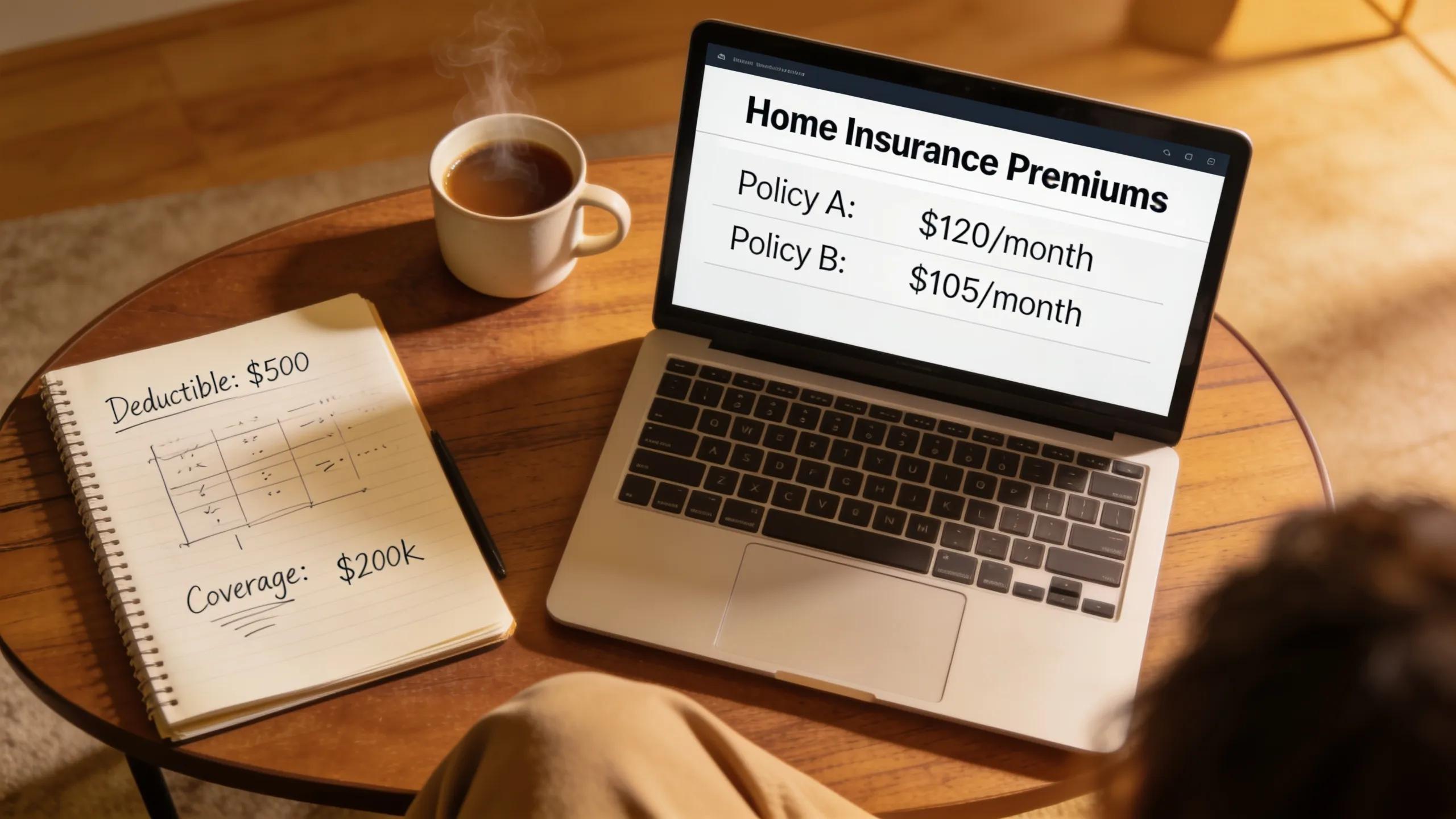 Cozy workspace illustrating a landlord evaluating insurance pricing options