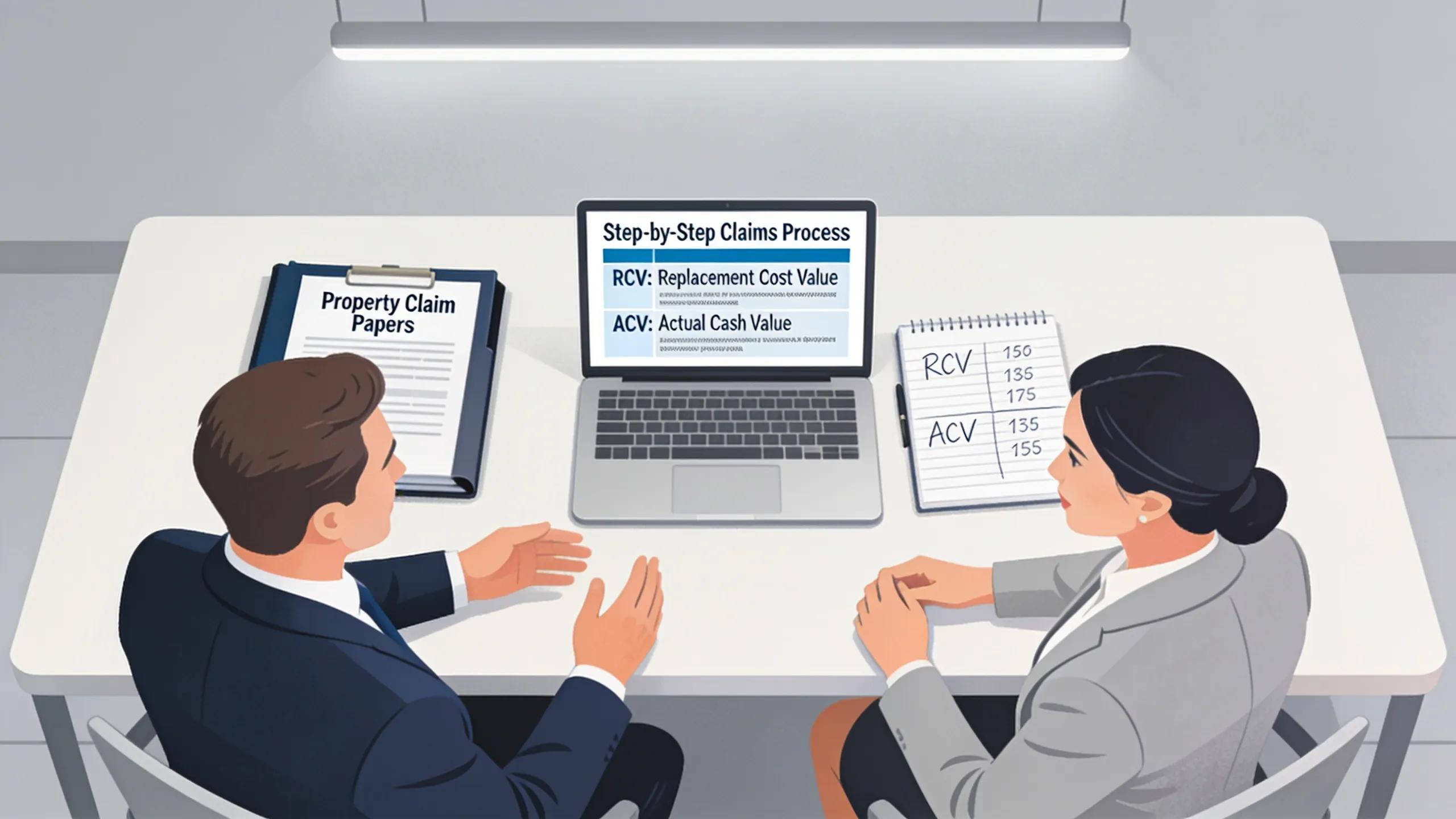 Business owner discussing property claim procedures with an insurance agent